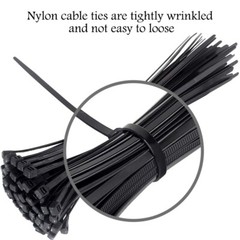 10-inch zipper cable ties, black, suitable for both indoor and outdoor use