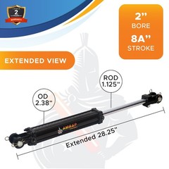 2x8A Hydraulic Cylinder 2″ Bore 8 ASAE» Stroke Double Acting Tie-Rod SAE PORTS