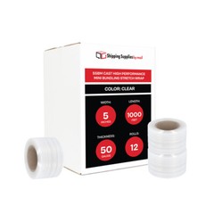 5»x1000′ Hand Stretch Wrap Plastic Shrink Film 12 Rolls + Free 1 Plastic Handle