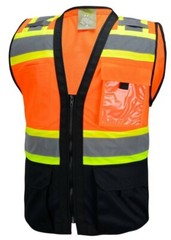 Surveyor Black/ Orange Two Tones Safety Vest, ANSI/ ISEA Photo ID Pocket