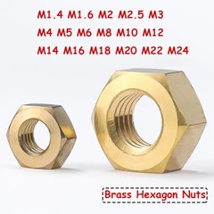 Solid Brass Hexagon Full Nuts For Bolts & Screws M1.4 M1.6 M2 M2.5 M3 M4 M5 M6M8