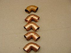 1″ COPPER 90 DEGREE SWEAT ELBOW 1″ x 1″, 1 INCH X 1 INCH LOT OF 5