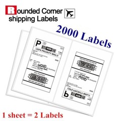 2000 Half Sheet Shipping Labels 8.5×5.5 Self Adhesive Round Corner for Paypal