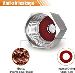 8PCS Brass Tire Valve Stem Caps – Metal Tire Stem Cover with Rubber O-Ring, Hexa