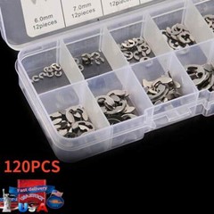 120Pcs E Clips C Circlip Stainless Steel Kit Retaining Ring Assorted 1.5 to 10mm
