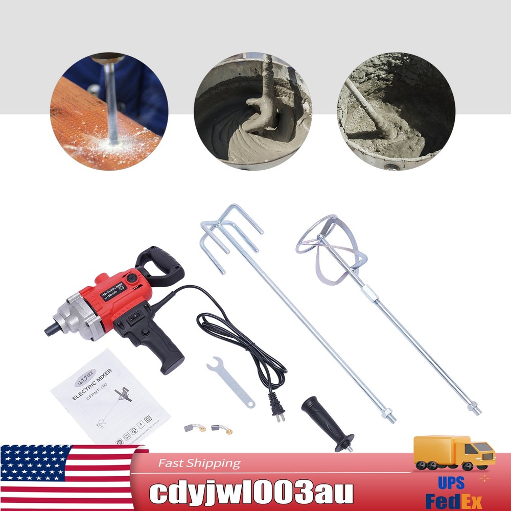 1050W Corded Electric Mixer Drill 1050 RPM 6-Speed for Concrete Mortar Paint