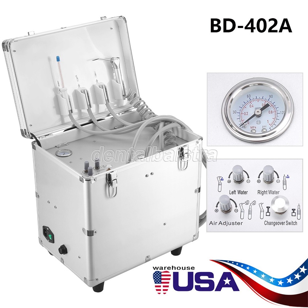BD-402A Dental Mobile Unit Rolling Cart +Suction +Air Compressor with Wheels