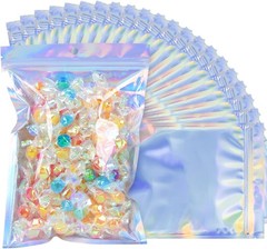 100-1000 Holographic Mylar Foil Bags Smell Proof Resealable Zip Sealing Pouches