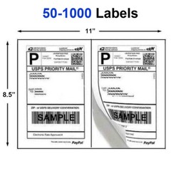 50-1000 Premium 8.5″ X 5.5″ Half Sheet Self Adhesive Shipping Labels 2 Per Sheet