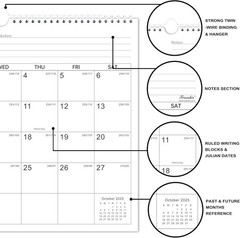 2026-2027 Calendar – 2 Years Wall 14.8» x 11.5»（26-27 white ）, White