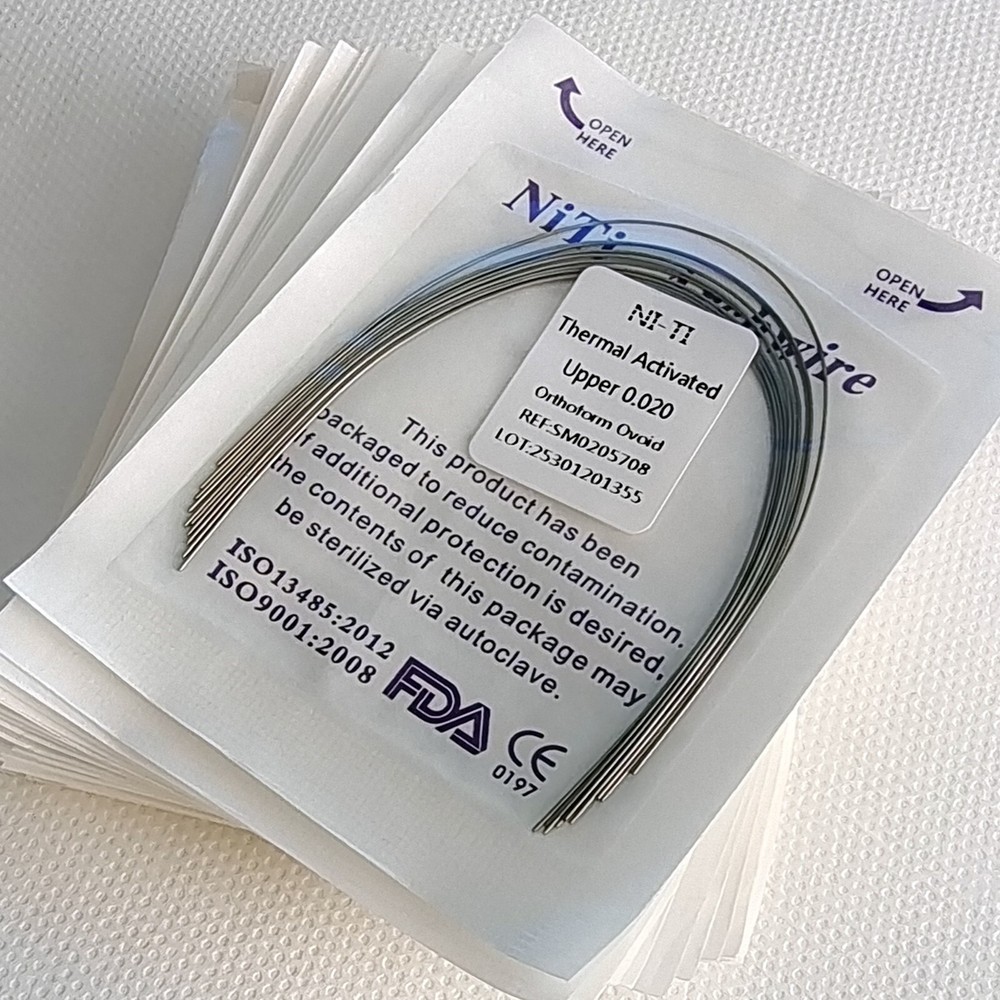 Dental Orthodontic Heat Thermal Activated NITI Arch Wires Ovoid Round Wire