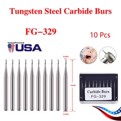 10pcs USA Dental Tungsten Carbide Cutting Burs Pear Shape FG-329 ty