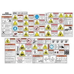 Mini Excavator Safety Decals Kit, Safety Decals Aftermarket Kit, UV laminated