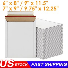100- 1000 White Flat Photo Mailers Document Envelopes Cardboard Self Seal Mailer