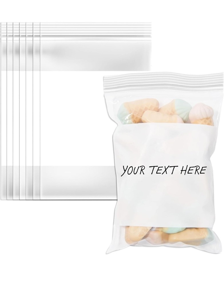 500/PCS White Block 4″x8″ Clear Reclosable Seal Bag Plastic Zip Top Bags 2Mil