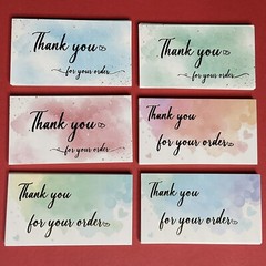 Thank You For Your Order Cards Watercolor Gold Foil 6 Designs 3.5”x1.9” (90 Qty)