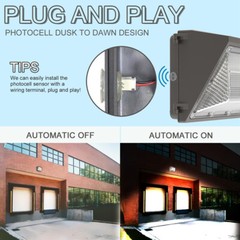 2Pack 120W Led Wall Pack Light Dusk to Dawn Commercial Outdoor Security Lighting