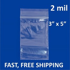 3″x 5″ CLEAR 2 MIL ZIP SEAL BAGS POLY PLASTIC RECLOSABLE LOCK MINI SMALL BAGGIES