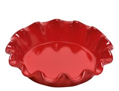 Emile Henry Made In France Burgundy Ruffled Pie Dish 10.5 X2.5 346187
