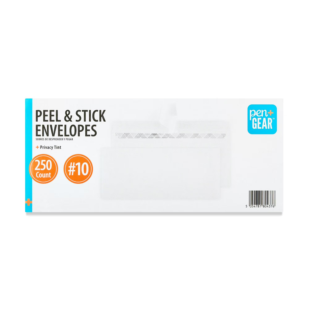 Self Sealing Letter Envelopes 250 #10 Security Business Peel Strip White Mail