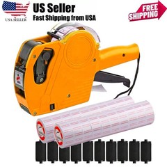 8 Digits Price tag Gun with 15000 Sticker Labels and 10 Ink Refill Marker Yellow