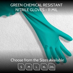 144 Pairs 11 Mil Chemical Resistant Diamond Textured Green Nitrile Gloves Large
