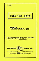 1978 Tube Test Data for Eico 625 Tube Testers