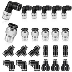 24 PCS 3/8 Inch Tube OD x 1/2 Inch NPT Male Elbow Push To Connect Fitting Kit