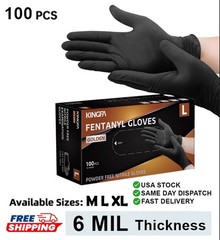 6 Mil Black Nitrile Gloves Heavy Duty Powder-Free Latex-Free New 100 PC M/L/XL
