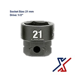 21mm. x 1/2″ Drive Nano Socket / Stuby Socket by X1 Tools