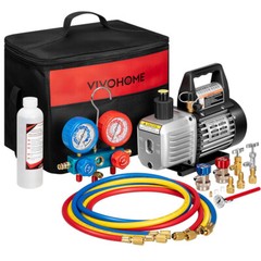 Air Vacuum Pump HVAC AC Air Tool 3,5CFM 1/4hp + Manifold Gauge Set with Case
